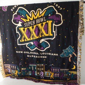 Vintage 1997 Super Bowl XXXI New Orleans Miller Lite Beer Tapestry Throw Blanket